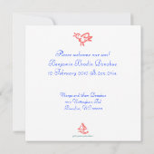 Coral Songbird Geburtsankündigung Ankündigung (Rückseite)