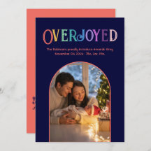 Coral Spark Xmas Baby Birth Announcement Foto