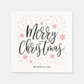 Coral Sparkle Frohe Weihnachtsbriefe Party Serviette (Vorderseite)