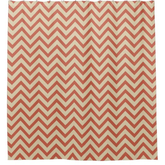 Coral Spice Moods Chevrons Duschvorhang (Vorderseite)