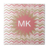 Coral Spice Scribble ZigZag Zickzack Muster Fliese (Vorderseite)