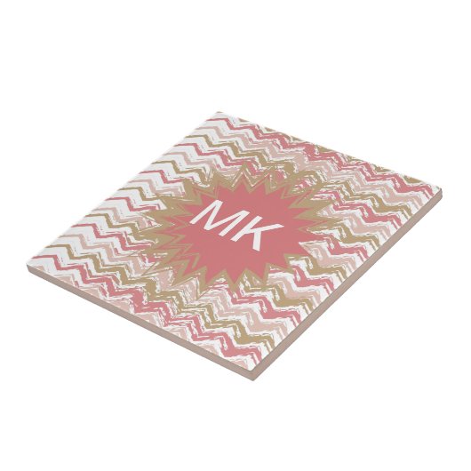 Coral Spice Scribble ZigZag Zickzack Muster Fliese (Seite)