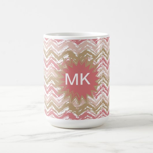 Coral Spice Scribble ZigZag Zickzack Muster Kaffeetasse (Mittel)