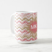 Coral Spice Scribble ZigZag Zickzack Muster Kaffeetasse (Vorderseite Links)
