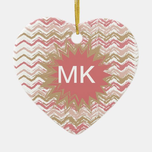 Coral Spice Scribble ZigZag Zickzack Muster Keramikornament (Vorne)