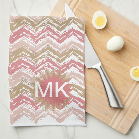 Coral Spice Scribble ZigZag Zickzack Muster Küchentuch (Viertel Falte)