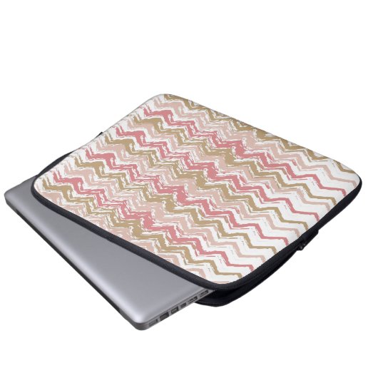 Coral Spice Scribble ZigZag Zickzack Muster Laptopschutzhülle (Vorne Knopf)