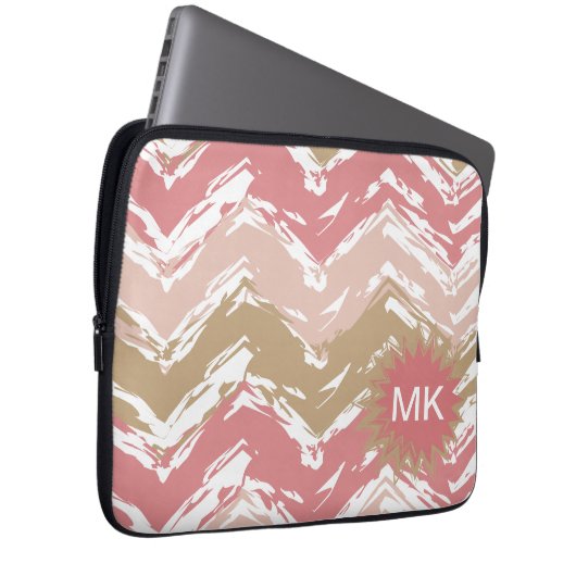 Coral Spice Scribble ZigZag Zickzack Muster Laptopschutzhülle (Vorne Rechts)