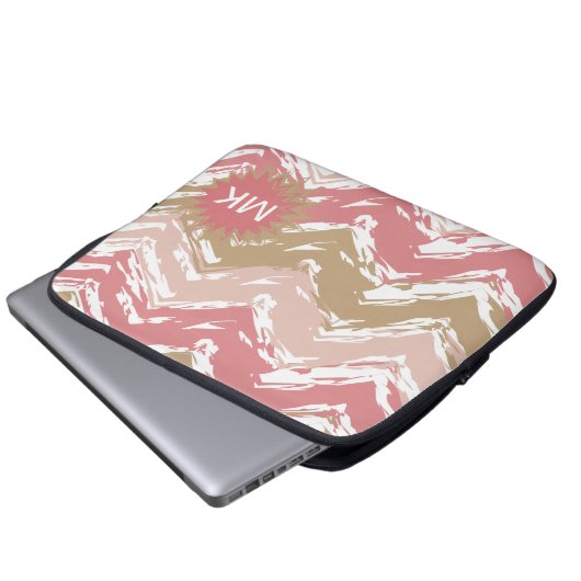 Coral Spice Scribble ZigZag Zickzack Muster Laptopschutzhülle (Vorne Knopf)