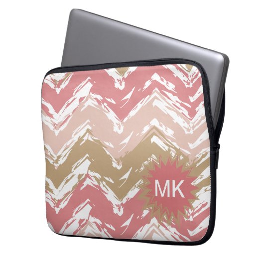 Coral Spice Scribble ZigZag Zickzack Muster Laptopschutzhülle (Vorderseite Links)