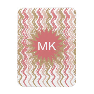 Coral Spice Scribble ZigZag Zickzack Muster Magnet