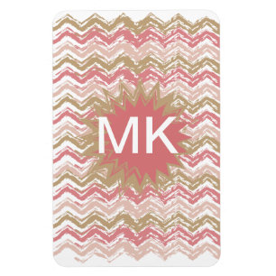 Coral Spice Scribble ZigZag Zickzack Muster Magnet