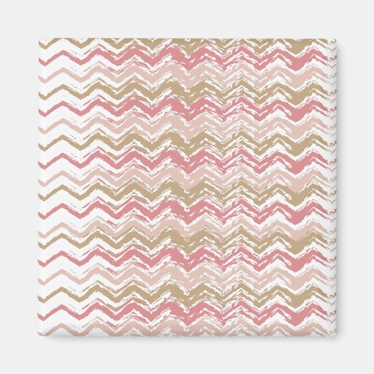 Coral Spice Scribble ZigZag Zickzack Muster Magnet (Vorne)