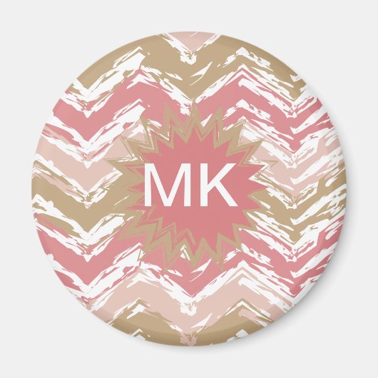 Coral Spice Scribble ZigZag Zickzack Muster Magnet (Vorne)