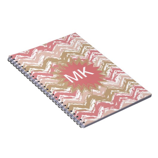 Coral Spice Scribble ZigZag Zickzack Muster Notizblock (Rechte Seite)