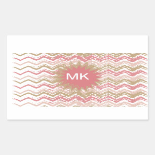 Coral Spice Scribble ZigZag Zickzack Muster Rechteckiger Aufkleber