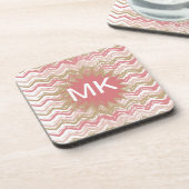 Coral Spice Scribble ZigZag Zickzack Muster Untersetzer (Linke Seite)