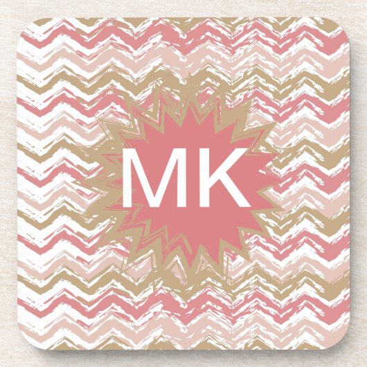 Coral Spice Scribble ZigZag Zickzack Muster Untersetzer (Vorderseite)