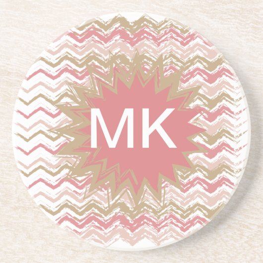 Coral Spice Scribble ZigZag Zickzack Muster Untersetzer (Vorne)