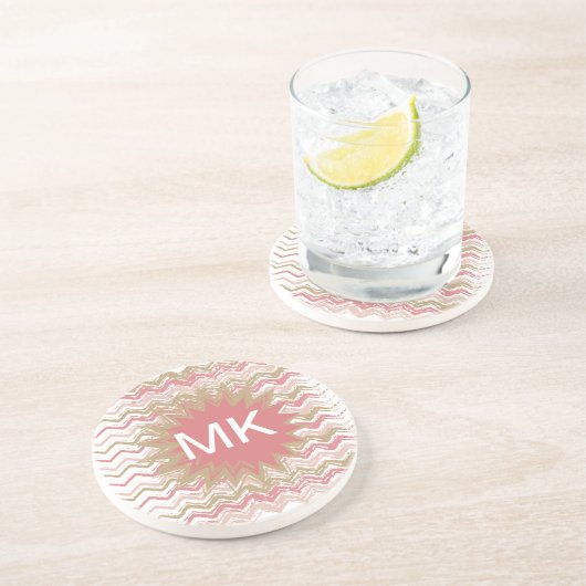 Coral Spice Scribble ZigZag Zickzack Muster Untersetzer (Seite)