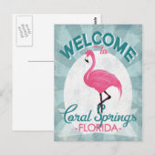 Coral Springs Florida Pink Flamingo Retro Postkarte (Vorne/Hinten)
