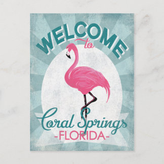 Coral Springs Florida Pink Flamingo Retro Postkarte