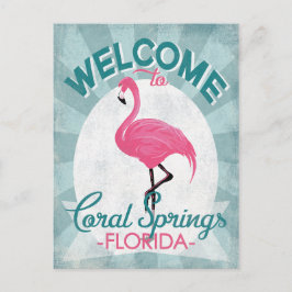 Coral Springs Florida Pink Flamingo Retro Postkarte