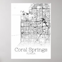 Coral Springs Map - Florida - City Map Poster