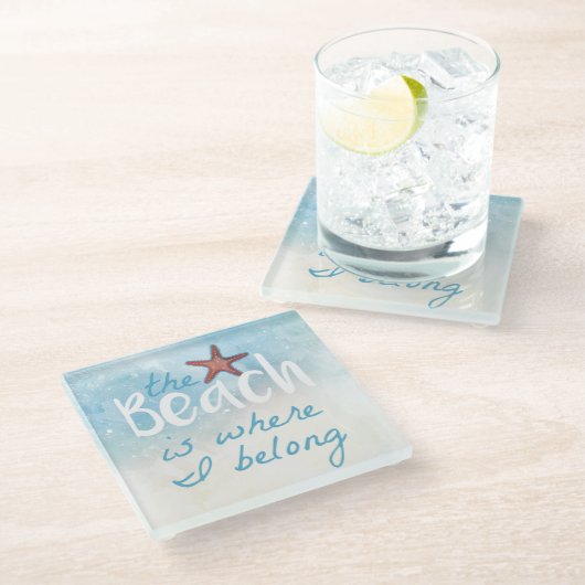 Coral Starfish am Strand ist, wo ich gehört Glasuntersetzer (Schrägansicht)