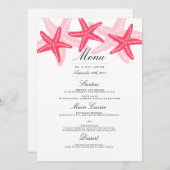 Coral Starfish Beach Hochzeitsmenü Menükarte (Vorne/Hinten)