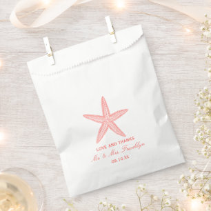 Coral Starfish Beach Wedding Favor Bag Geschenktütchen