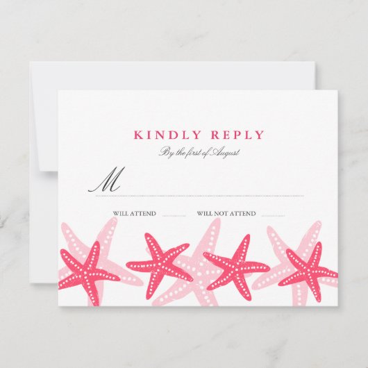 Coral Starfish Beach Wedding UAWG RSVP Karte (Vorderseite)