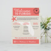Coral Starfish Florida Wedding Willkommensbrief (Stehend Vorderseite)