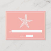 Coral Starfish Hochzeit Platzkarten (Vorderseite)