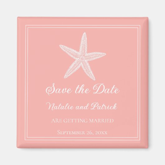 Coral Starfish Save the Date Magnet (Vorne)