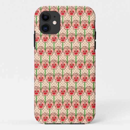 Coral Stiefmütterchen - Retro-Tapete-Muster Case-Mate iPhone Hülle (Rückseite)