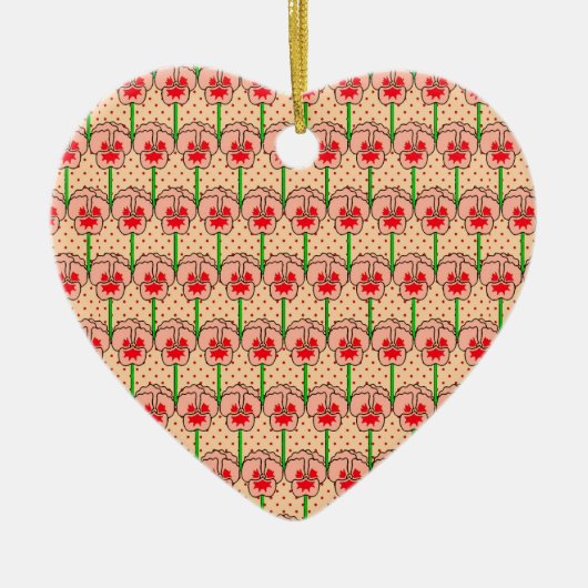 Coral Stiefmütterchen - Retro-Tapete-Muster Keramik Ornament (Vorne)