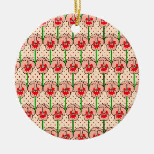 Coral Stiefmütterchen - Retro-Tapete-Muster Keramikornament