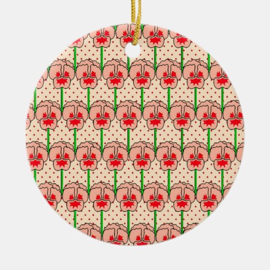 Coral Stiefmütterchen - Retro-Tapete-Muster Keramikornament (Vorne)
