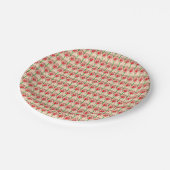 Coral Stiefmütterchen - Retro-Tapete-Muster Pappteller (Schrägansicht)