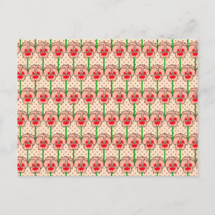 Coral Stiefmütterchen - Retro-Tapete-Muster Postkarte