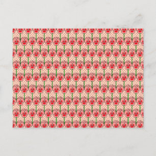 Coral Stiefmütterchen - Retro-Tapete-Muster Postkarte