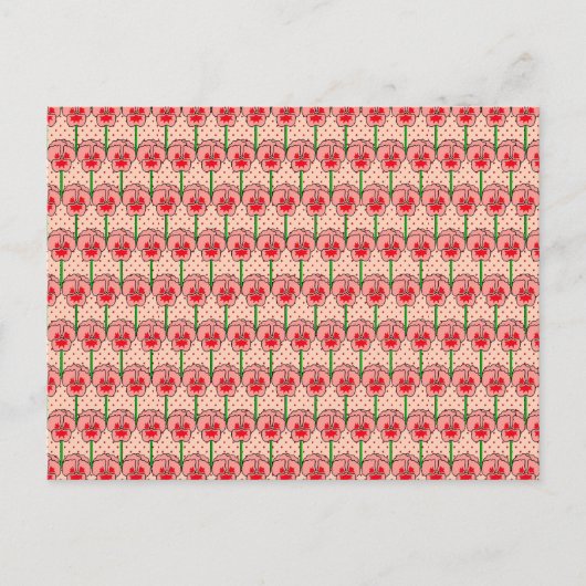 Coral Stiefmütterchen - Retro-Tapete-Muster Postkarte (Vorderseite)