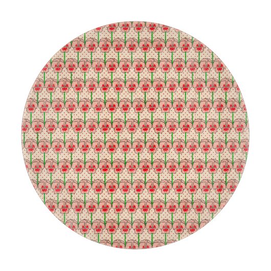 Coral Stiefmütterchen - Retro-Tapete-Muster Schneidebrett (Vorderseite)