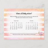 Coral Stripe Flamingo Baby Anreise Vorhersagespiel Begleitkarte (Vorderseite)