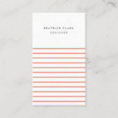 Coral Stripe Minimalistisch Moderne Stilfserei Visitenkarte (Vorderseite)