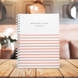 Coral Stripe Minimalistisch Modernes, stilvolles J Notizblock
