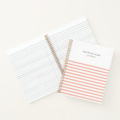 Coral Stripe Minimalistisch Modernes, stilvolles J Notizblock (Innenseite)