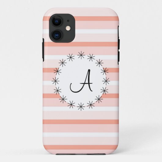 Coral Stripe "Monogram" iPhone Gehäuse Case-Mate iPhone Hülle (Rückseite)