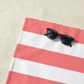 Coral Stripe Nautical Wedding Party Beach Handtuch (Beispiel)